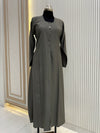Thyme Green Turkish Coat - Sleek Mid-Length Tailored Elegance
