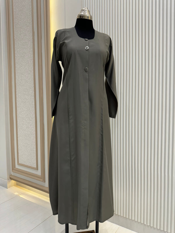 Thyme Green Turkish Coat - Sleek Mid-Length Tailored Elegance