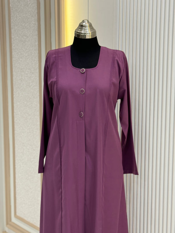 Sunset Purple Turkish Coat - Elegantly Tailored Mid-Length Design