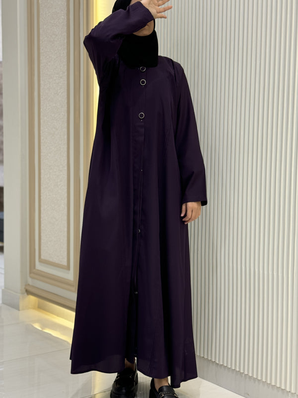 Classic Purple Turkish Coat - Elegant Mid-Length Tailoring