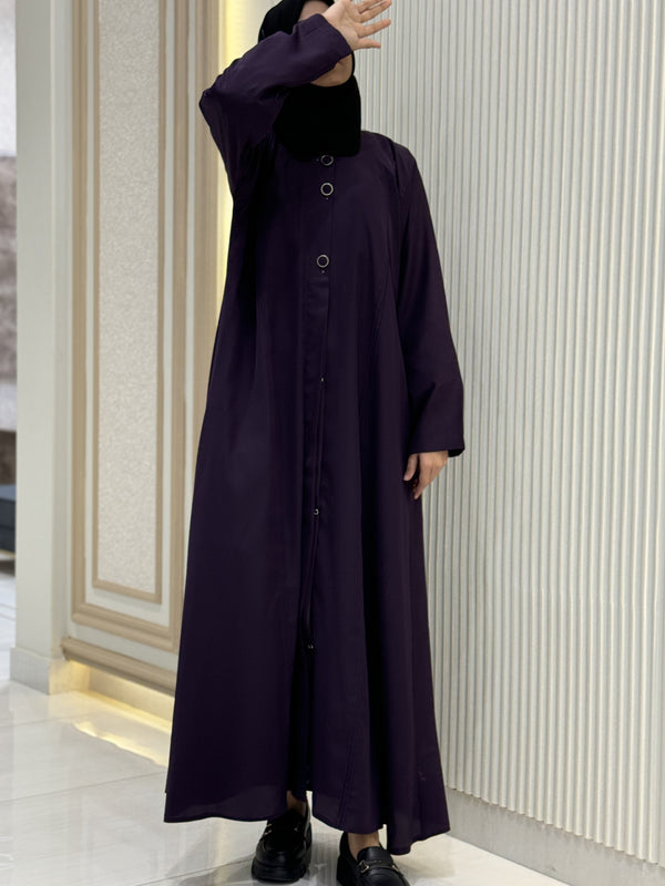 Classic Purple Turkish Coat - Elegant Mid-Length Tailoring