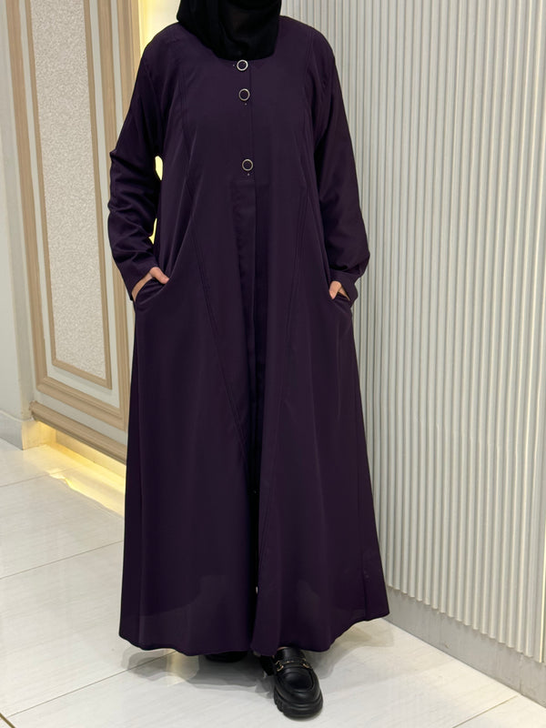 Classic Purple Turkish Coat - Elegant Mid-Length Tailoring