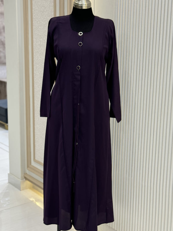 Classic Purple Turkish Coat - Elegant Mid-Length Tailoring