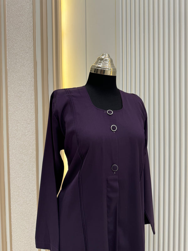 Classic Purple Turkish Coat - Elegant Mid-Length Tailoring