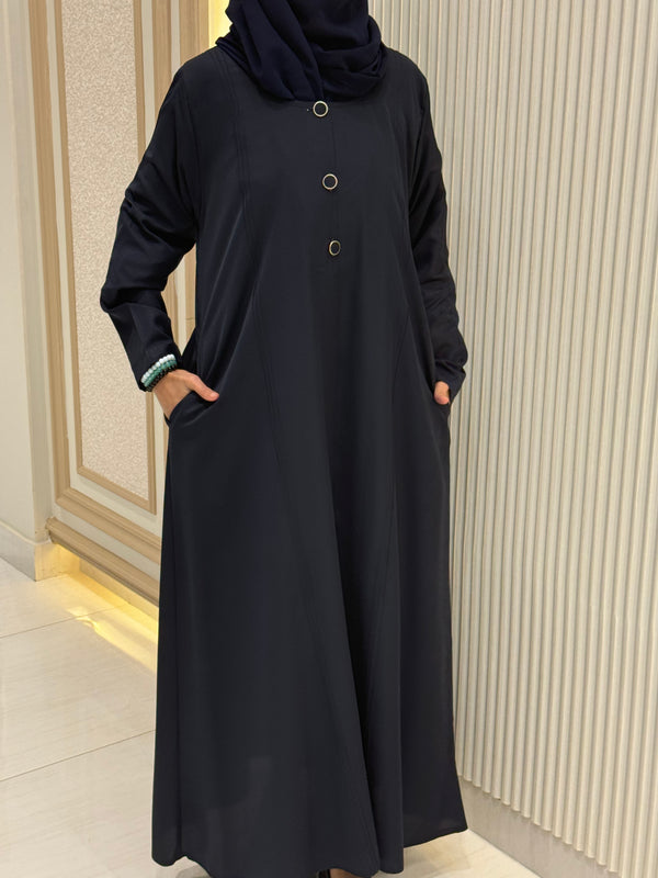 Sophisticated Blue Turkish Coat - Tailored Mid-Length Eleganc