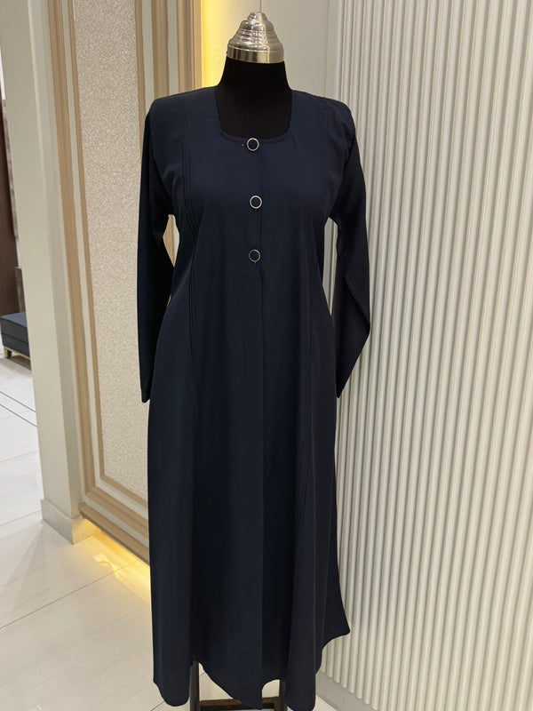 Sophisticated Blue Turkish Coat - Tailored Mid-Length Eleganc