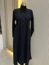 Sophisticated Blue Turkish Coat - Tailored Mid-Length Eleganc
