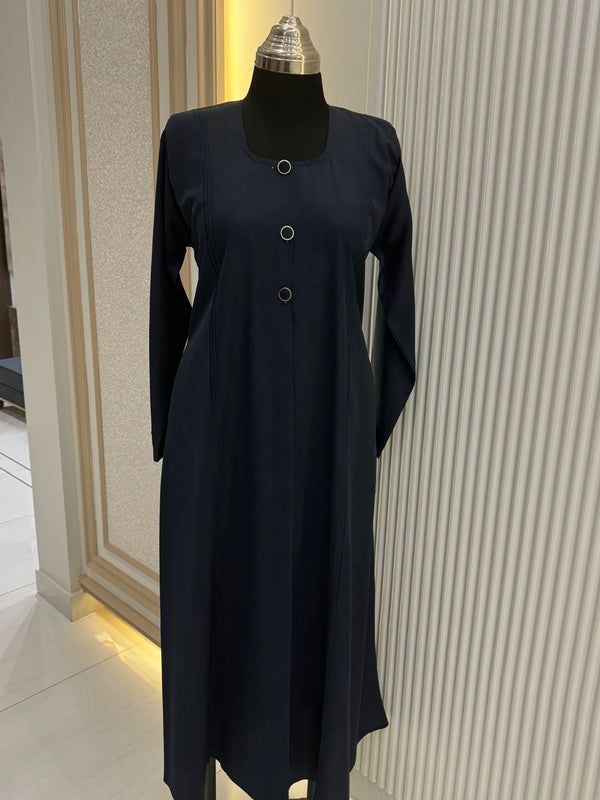 Sophisticated Blue Turkish Coat - Tailored Mid-Length Eleganc