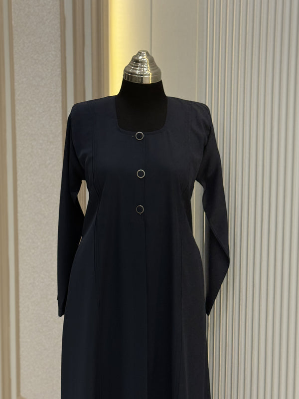 Sophisticated Blue Turkish Coat - Tailored Mid-Length Eleganc