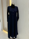 Sophisticated Blue Turkish Coat - Tailored Mid-Length Eleganc