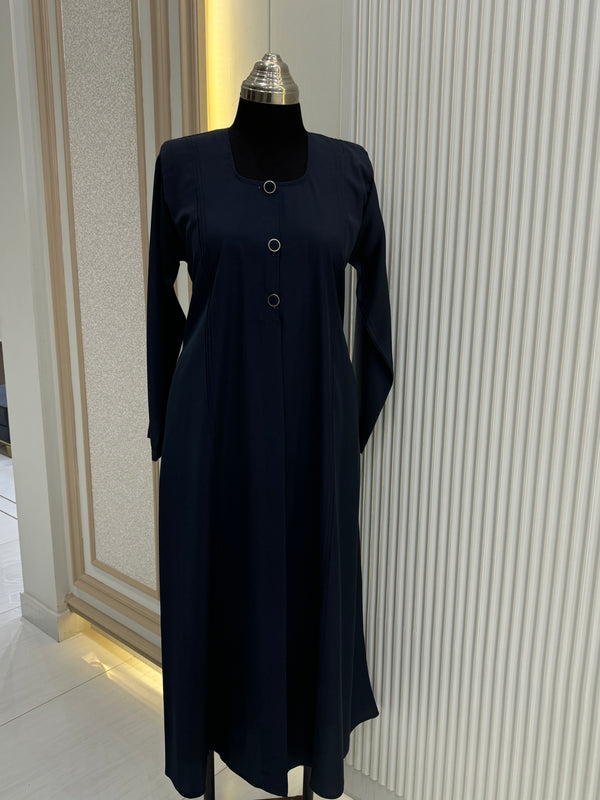 Sophisticated Blue Turkish Coat - Tailored Mid-Length Eleganc