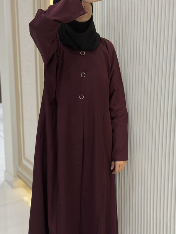 Regal Burgundy Turkish Coat - Classic Mid-Length Design