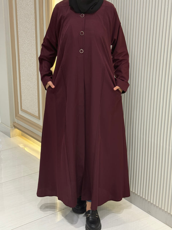 Regal Burgundy Turkish Coat - Classic Mid-Length Design