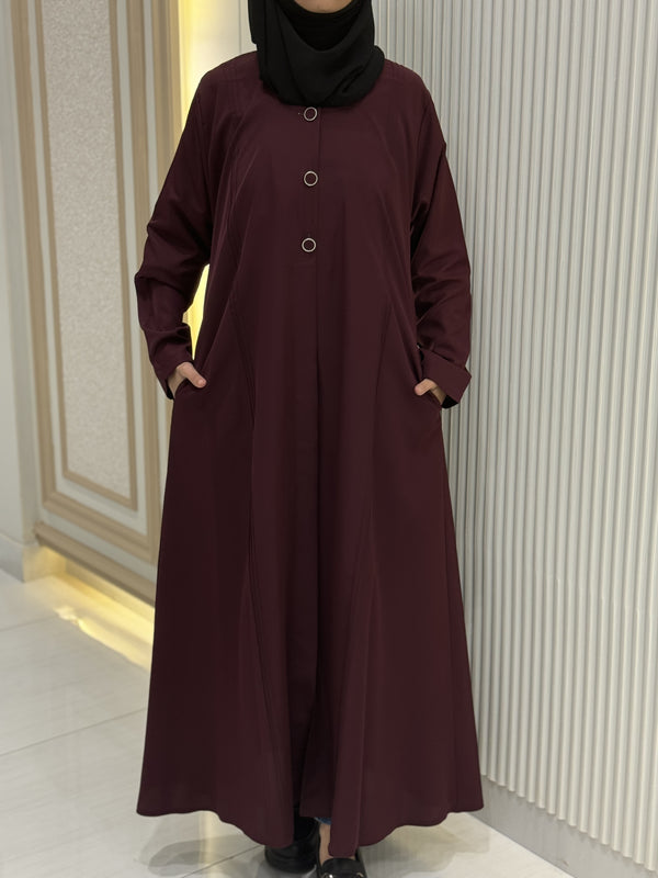 Regal Burgundy Turkish Coat - Classic Mid-Length Design