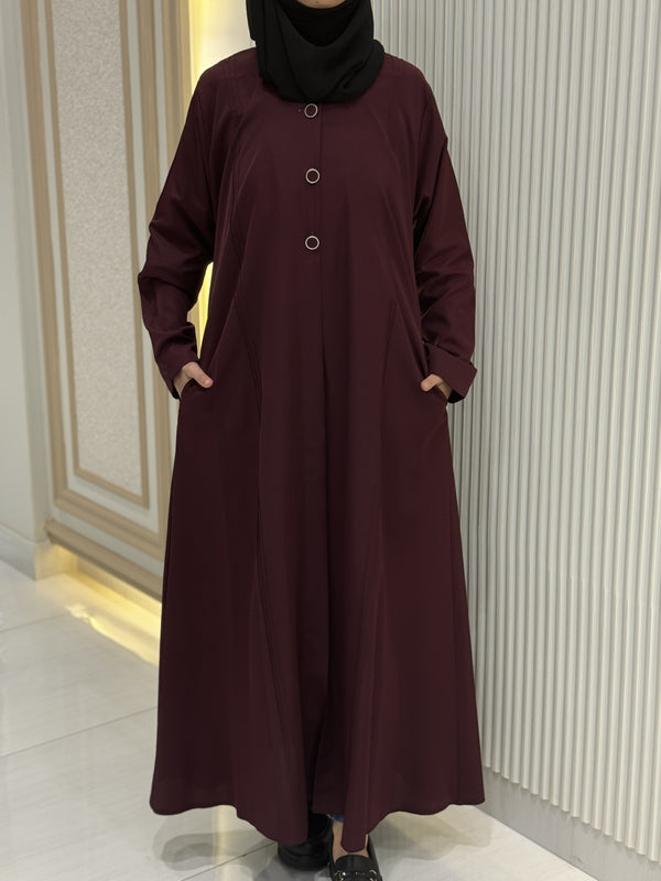 Regal Burgundy Turkish Coat - Classic Mid-Length Design