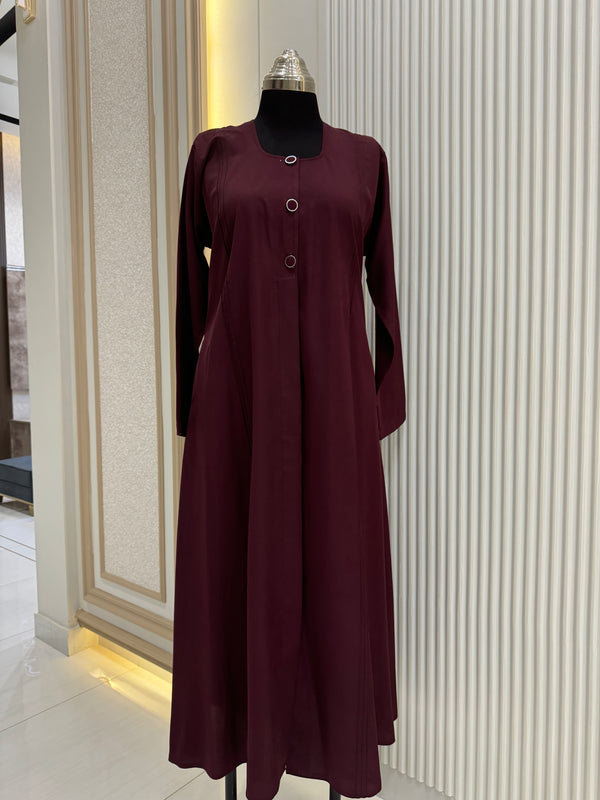 Regal Burgundy Turkish Coat - Classic Mid-Length Design