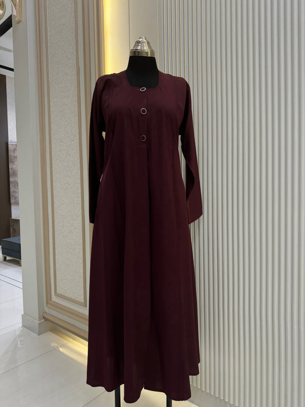 Regal Burgundy Turkish Coat - Classic Mid-Length Design