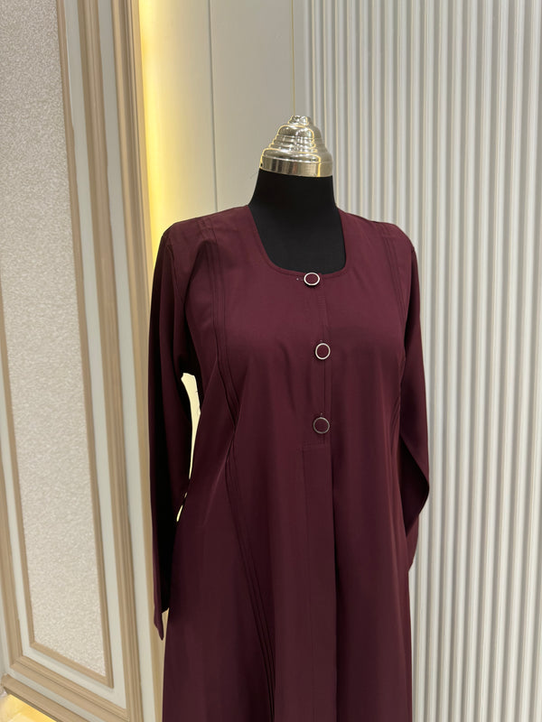 Regal Burgundy Turkish Coat - Classic Mid-Length Design