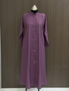 Sunset Purple Turkish Full Button-Down Coat - Elegant Mid-Length Design