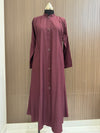 Luxurious Burgundy Turkish Full Button-Down Coat - Elegant Mid-Length Design