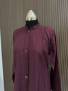 Luxurious Burgundy Turkish Full Button-Down Coat - Elegant Mid-Length Design
