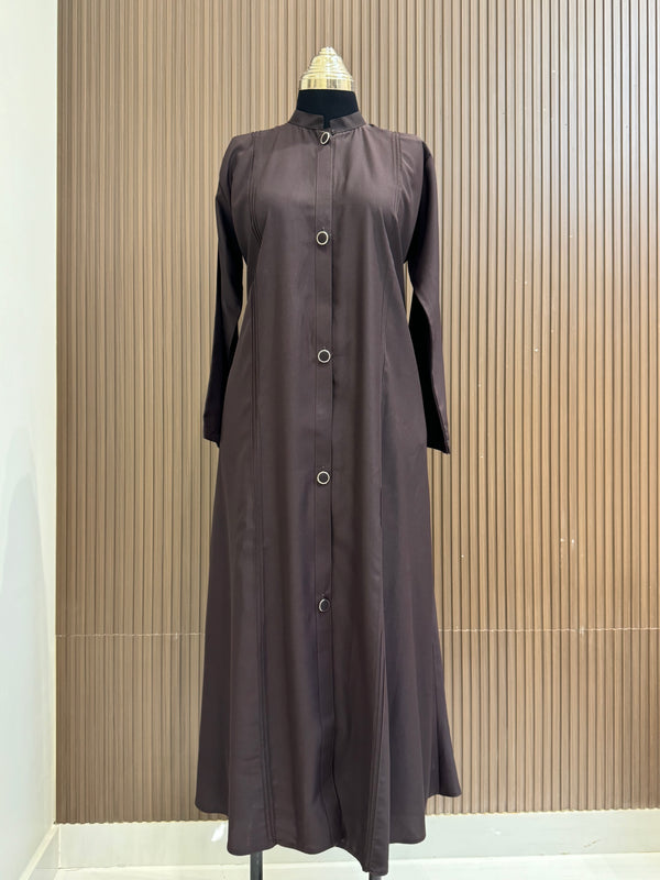 Classic Brown Turkish Full Button-Down Coat - Timeless Mid-Length Design