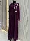 Mulberry Abaya with Handwork Embroidery | 56-Inch Saudi Zoom Fabric | Elegant Modest Wear for Women