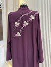 Mulberry Abaya with Handwork Embroidery | 56-Inch Saudi Zoom Fabric | Elegant Modest Wear for Women