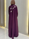 Mulberry Abaya with Handwork Embroidery | 56-Inch Saudi Zoom Fabric | Elegant Modest Wear for Women