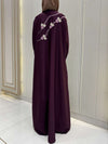 Mulberry Abaya with Handwork Embroidery | 56-Inch Saudi Zoom Fabric | Elegant Modest Wear for Women