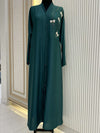 Persian Green Abaya with Handwork Embroidery | 56-Inch Saudi Zoom Fabric | Luxury Modest Wear for Women