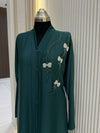 Persian Green Abaya with Handwork Embroidery | 56-Inch Saudi Zoom Fabric | Luxury Modest Wear for Women