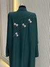 Persian Green Abaya with Handwork Embroidery | 56-Inch Saudi Zoom Fabric | Luxury Modest Wear for Women