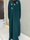 Persian Green Abaya with Handwork Embroidery | 56-Inch Saudi Zoom Fabric | Luxury Modest Wear for Women