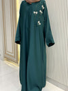 Persian Green Abaya with Handwork Embroidery | 56-Inch Saudi Zoom Fabric | Luxury Modest Wear for Women