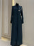 Crystal Teal Abaya with Intricate Handwork Embroidery | 56-Inch Saudi Zoom Fabric | Elegant Modest Wear for Women
