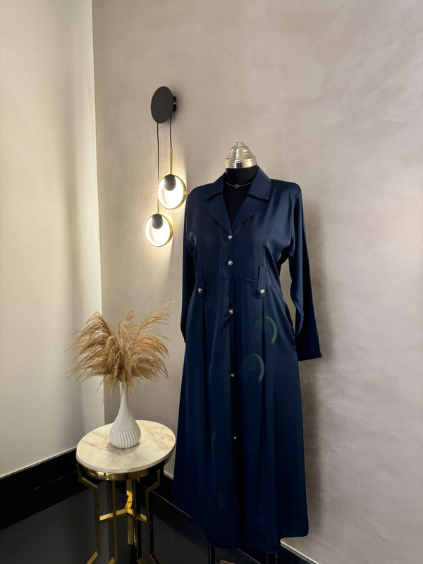 Midnight Blue Coat Abaya - Length: 52'
