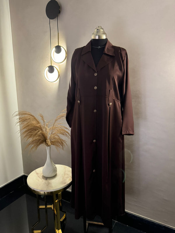 Walnut Brown Coat Abaya - Length: 52'