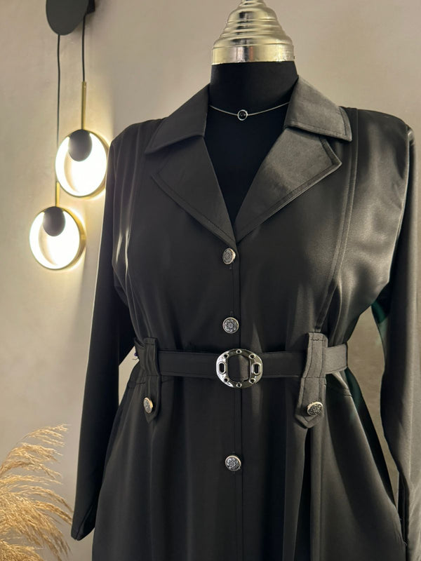 Pebble Color Coat Abaya - Length: 52'