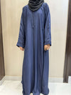 Blue Abaya with Elegant Crystal Detailing – Nida Fabric