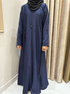Blue Abaya with Elegant Crystal Detailing – Nida Fabric