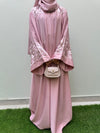 Ballet Pink Embroidered Abaya | Soft Nida Fabric | Modest Wear 2025