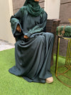 Bottle Green Embroidered Abaya | Premium Nida Fabric | Modest Wear 2025