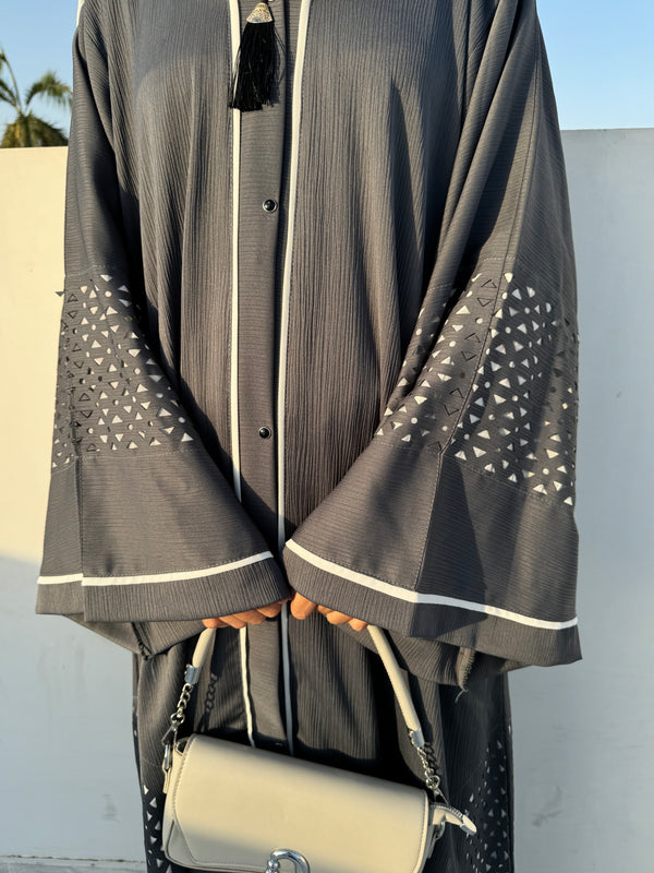 Grey Nida Abaya – Classic Modest Full-Length Dress for Women (54 Inches)