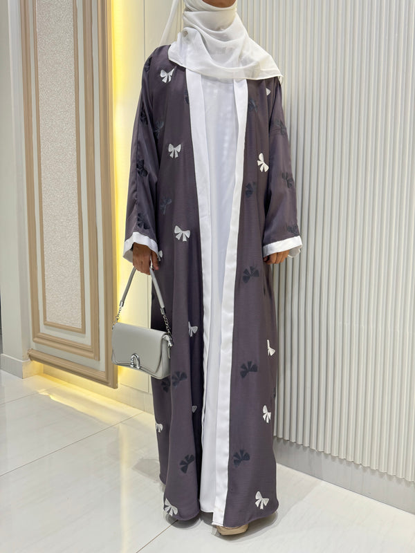 Coin Grey Nida Abaya – Elegant Full-Length Modest Wear for Women (54 Inches)