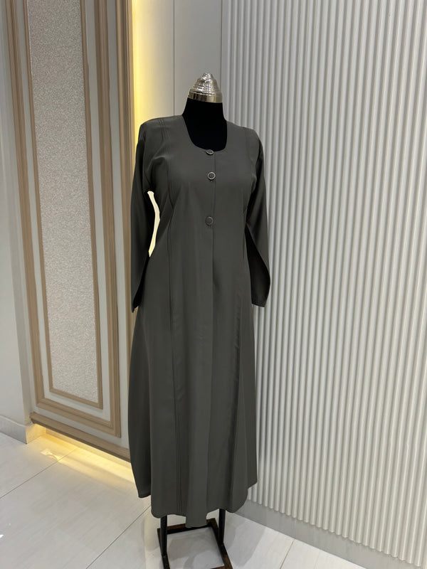 Thyme Green Turkish Coat - Sleek Mid-Length Tailored Elegance