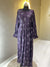 Royal Purple Nida Maxi Dress with Elegant Peacock Feather Print - 54'