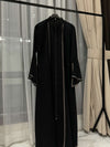 Black Chiffon Layered Abaya with Nida Inner and Embellished Details - 56'