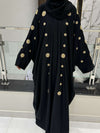 Elegant Black Centext Korea Abaya with Gold Embellishments - 56'