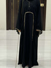 Elegant Black Nida and Chiffon Abaya with Embellished Detailing - 56'